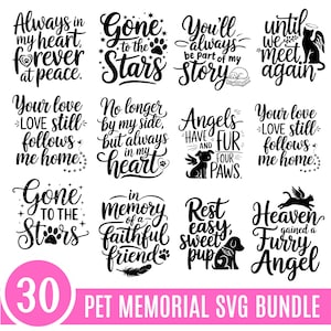 Pet Memorial Svg Bundle, Dog Memorial Svg, Pet Remembrance Svg, Pet In Heaven Quote, Rainbow Bridge Svg, Angel Wings, Animal Lover Svg
