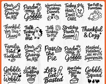 Thanksgiving SVG Bundle: Truthahn Zitate (Digitaler Download)