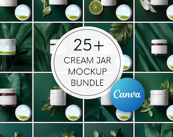 Cream Jar Mockup Bundle: Cosmetic Product Display Editable Canva (Digital Download)