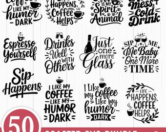 Rolig sarkastisk underlägg SVG-paket: Kaffe Öl Vin Alkohol Skriv ut på begäran (digital nedladdning)