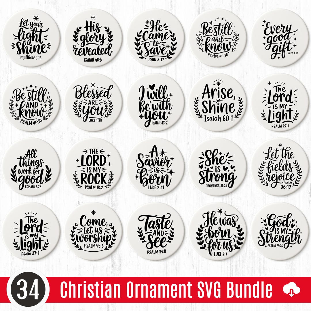 Bible Verse Ornament SVG Bundle: 35 Inspirational Scripture Designs ...