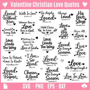 Valentine Christian Love Zitate SVG Bundle: Glaube inspiriert handgeschrieben (digitaler Download) Bild 1