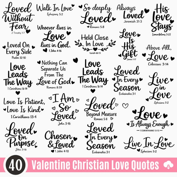Valentine Christian Love Quotes SVG Bundle: Faith Inspired Handwritten (Digital Download)