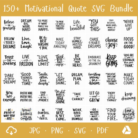 Motivational Quotes SVG Bundle: 200+ Inspirational Self Love Print on Demand (Digital Download)