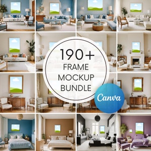 190x Boho Frame Mockup Mega Bundle Canva Sala de estar simples Quarto Escritório ARRASTAR E SOLTAR Modelo editável Moldura Arte Impressão Mockup Foto de stock