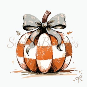 Zucca a quadri PNG SVG, design per maglietta con fiocco a tema zucca autunnale, grafica autunnale a scacchi, sublimazione autunnale accogliente (download digitale)