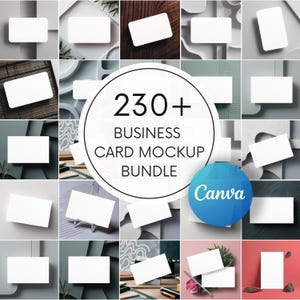 230x canva mega mockup-bundel voor visitekaartjes | Bewerkbare minimalistische sjablonen voor visitekaartjes | Digitale brandingkit voor canva-mockup voor briefpapier