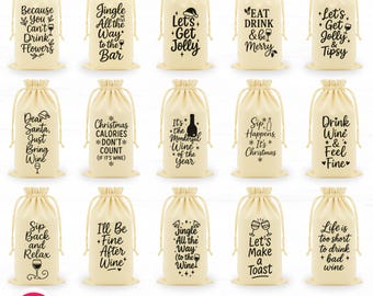 Christmas Wine Bag SVG Bundle: Funny Holiday Quotes (Png, Eps, Dxf)