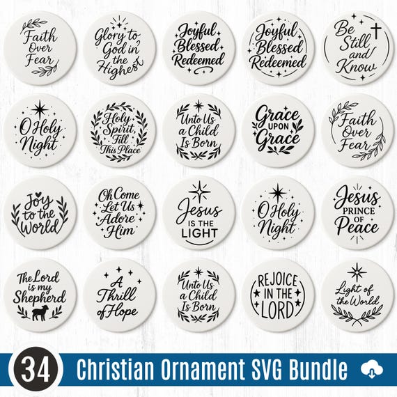 Christian Ornament SVG Bundle – Religious Quotes for Laser Cut Decor, Church Gifts, Cricut Glowforge (Digital Download)