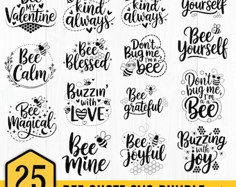 Paquete SVG de frases de abejas: diseños divertidos de panales (descarga digital)