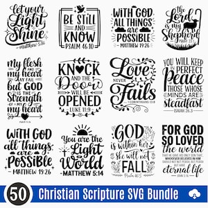 Bible Scripture SVG Bundle: Faith Based T Shirt Motivational Inspirational Quotes (Digital Download