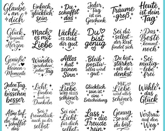 German Positive Sayings SVG Bundle: Inspirational German Quotes Plotter (Digital Download)