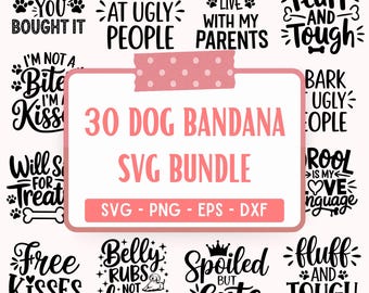 Dog Bandana SVG Bundle: Funny Dog Sayings, Pet Lover Designs (Digital Download)
