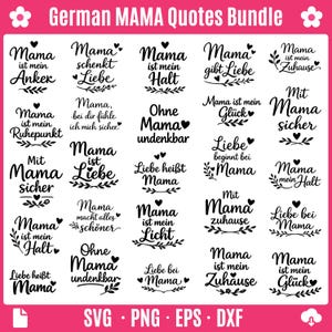 Deutsche Mutter Zitate SVG Bundle Muttertag Sprüche Plotterdateien (Digitaler Download)