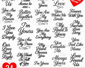 Valentine Liebe Zitate SVG Bundle romantisch elegant Kalligraphie minimal (digitaler Download)