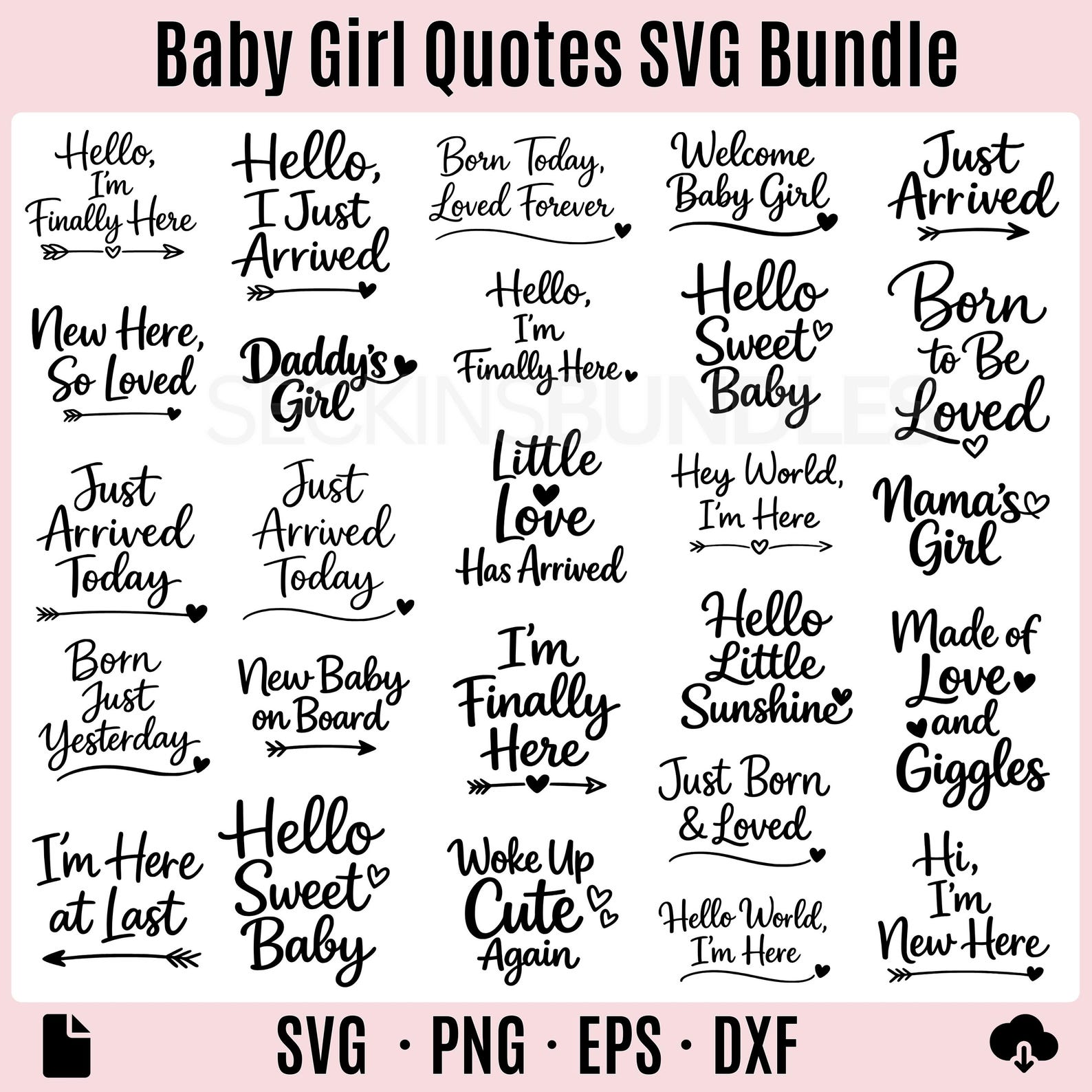 Baby Girl SVG Bundle Newborn Quotes Onesie Sayings Cute Baby Shower ...