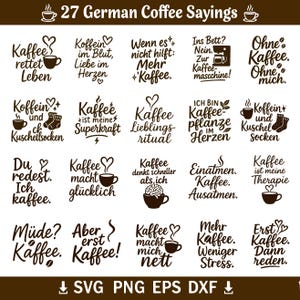 Kaffee Plotter SVG Bundle, German Coffee Quotes Cup Sprüche, (Digital Nedladdning)