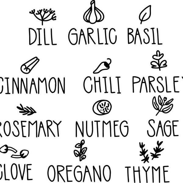 Herb and Spice Jar Label Vector Files for Cricut or Cameo - jpeg/png/svg/dxf