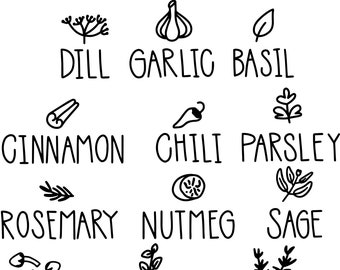 Herb and Spice Jar Label Vector Files for Cricut or Cameo - jpeg/png/svg/dxf