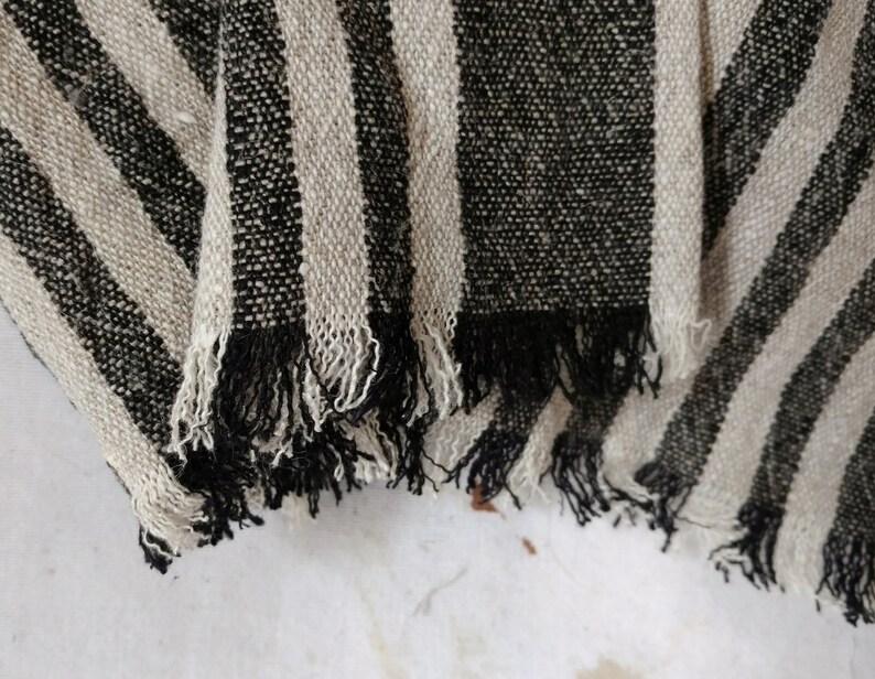 Heavy Rustic Linen Kitchen Towels Tea Towels Black and Beige Etsy