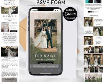 Minimalist Modern Wedding Website Template: Modern RSVP, Gift Registry (Digital Download)