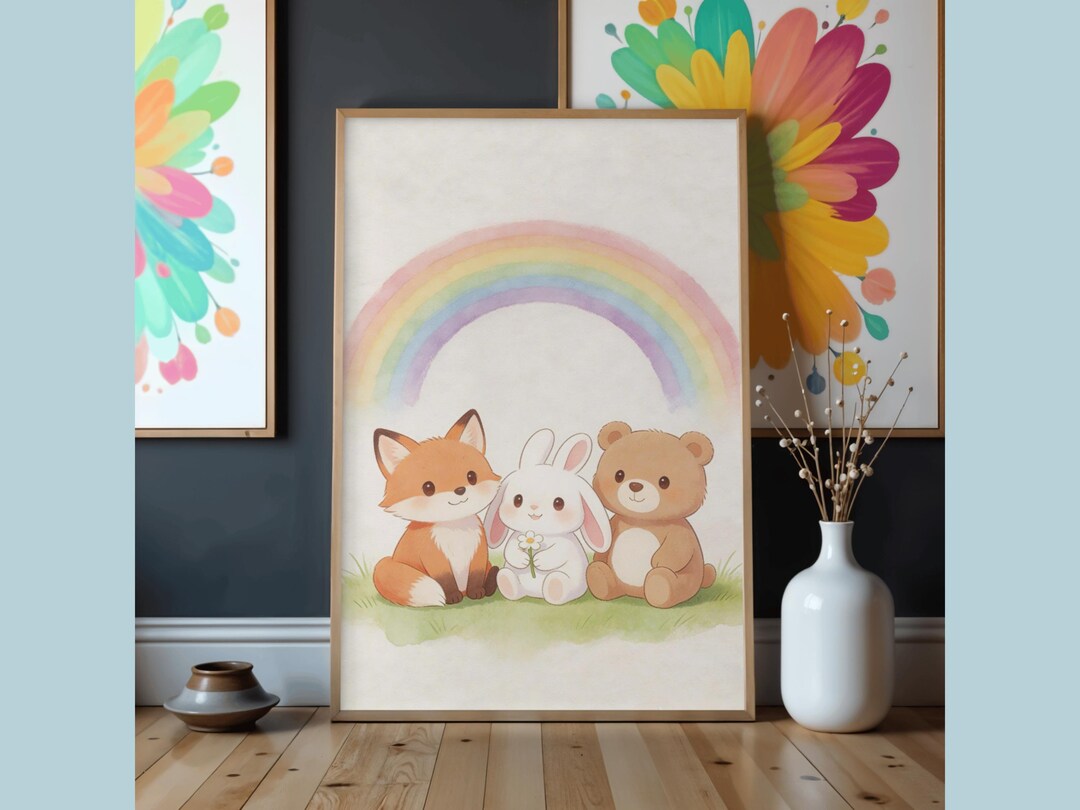 Rainbow Nursery Wall Art Printable, Kids Room Decor, Baby Poster 5.1 - Etsy
