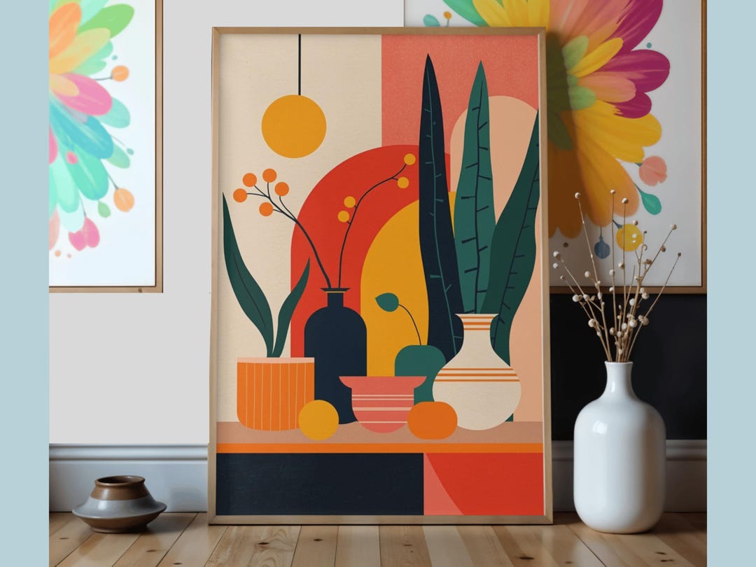 Abstract Kitchen Wall Art, Modern Colorful Poster, Geometric Home Decor ...