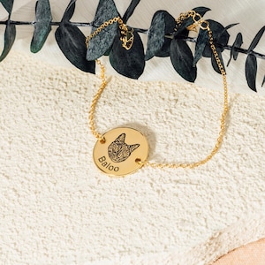 Pet Portrait Bracelet, Custom Pet Bracelet, Engraved Dog Bracelet, Gifts for Pet Mom, Cat Photo Bracelet, Pet Memorial Gift, Pet Loss Gift