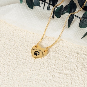 Custom Actual Pet Paw Print Necklace,Dog Paw Necklace,Cat Paw Necklace,Engraved Paw Necklace with Name,Pet Memorial Gift,Paw Heart Necklace