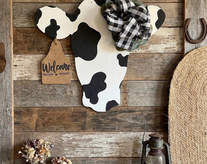 Featured listing image: Cow  Decor, House Wall or Front Door Decor