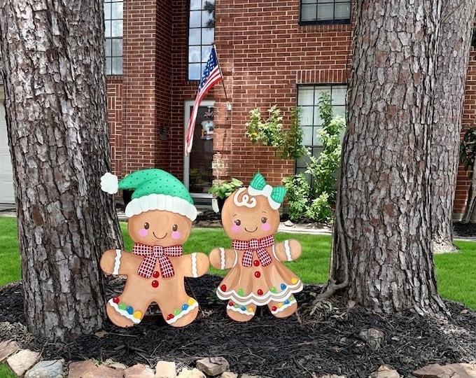 Featured listing image: Christmas Gingerbread Set, Christmas Yard Art