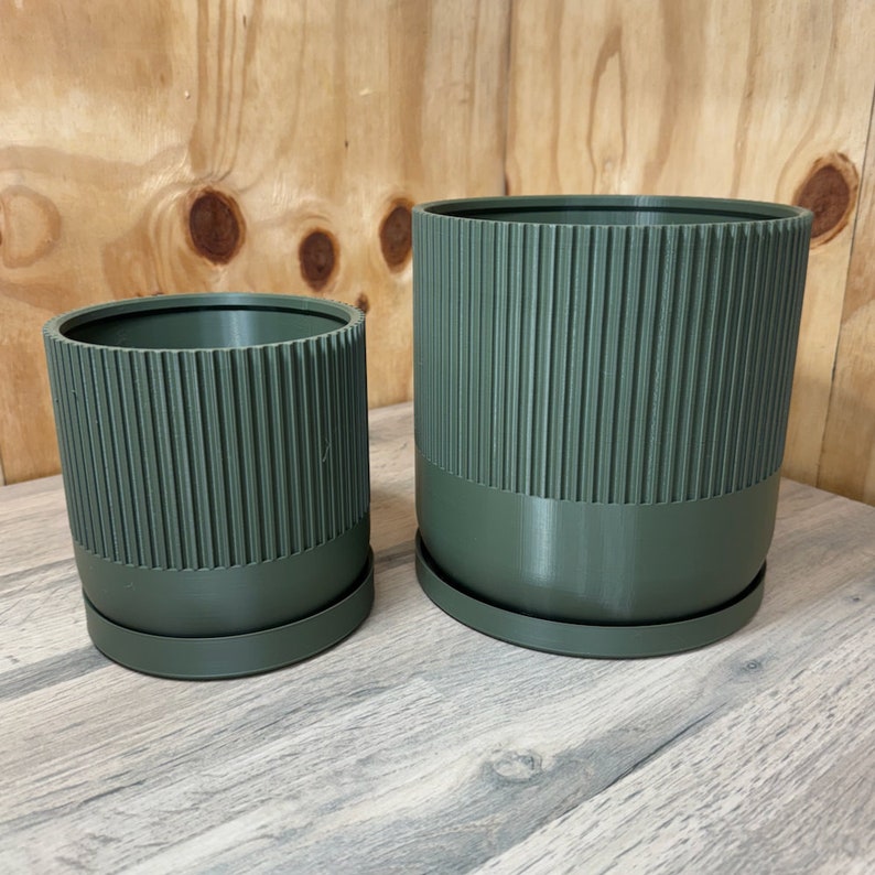 Industrial Colour Ribbed Plant Pot With Tray - Etsy