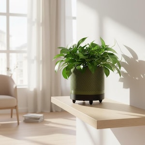 Industrial Urban Style : Spiral Groove Plant Pot 18cm with Feet and Drip Tray