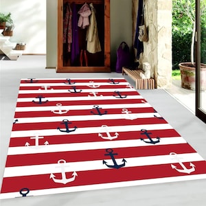 Sailor Carpet, Anchor Carpet, Sailor Child Carpet, Gift Carpet, Starfish Carpet, Sailor Decor Carpet, Children&#39;s Room Carpet, Sailor Carpet