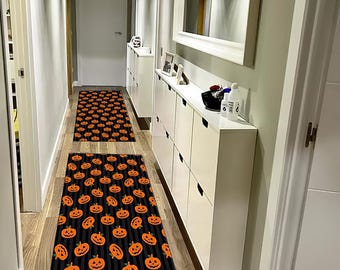 Pumpkin Halloween Rug: Non-Slip Microfiber Polyester