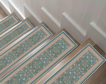 Washable Stair Tread Rug: Non-Slip Chenille Cotton, Custom Print