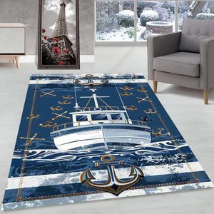 Sailor Carpet, Anchor Carpet, Sailor Child Carpet, Gift Carpet, Starfish Carpet, Sailor Decor Carpet, Children&#39;s Room Carpet, Sailor Carpet