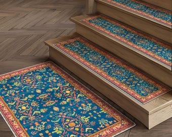 Washable Stair Treads, Custom Size Step Covers, Decorative Rugs, Non-Slip Backing