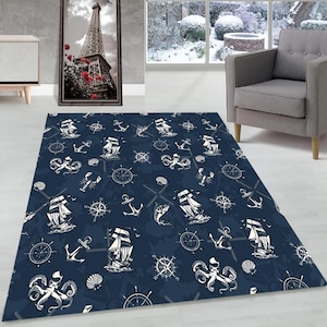 Sailor Carpet, Anchor Carpet, Sailor Child Carpet, Gift Carpet, Starfish Carpet, Sailor Decor Carpet, Children&#39;s Room Carpet, Sailor Carpet