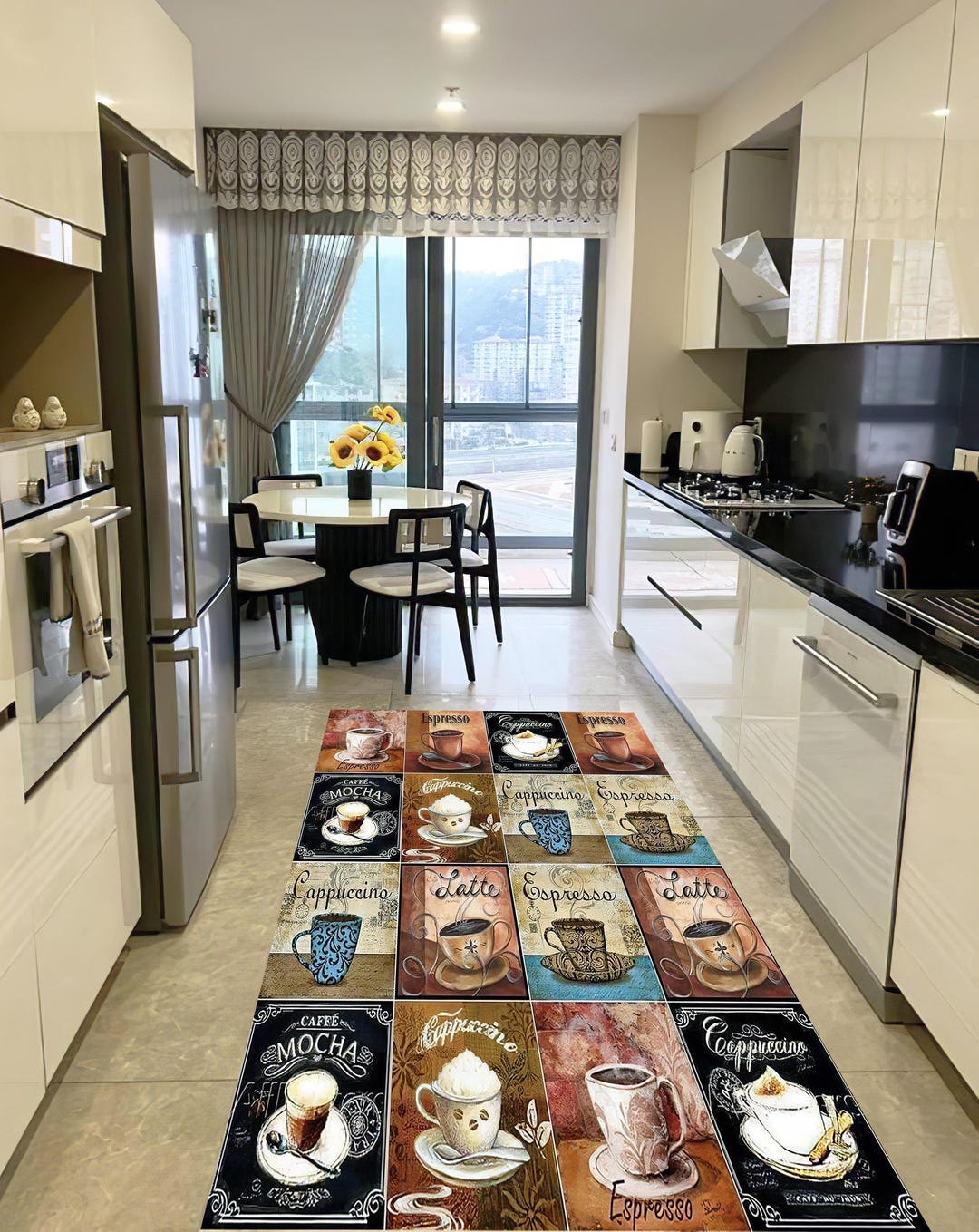 Coffee Theme Kitchen Carpet: Modern Area Rug, Non-slip Cotton Base - Etsy