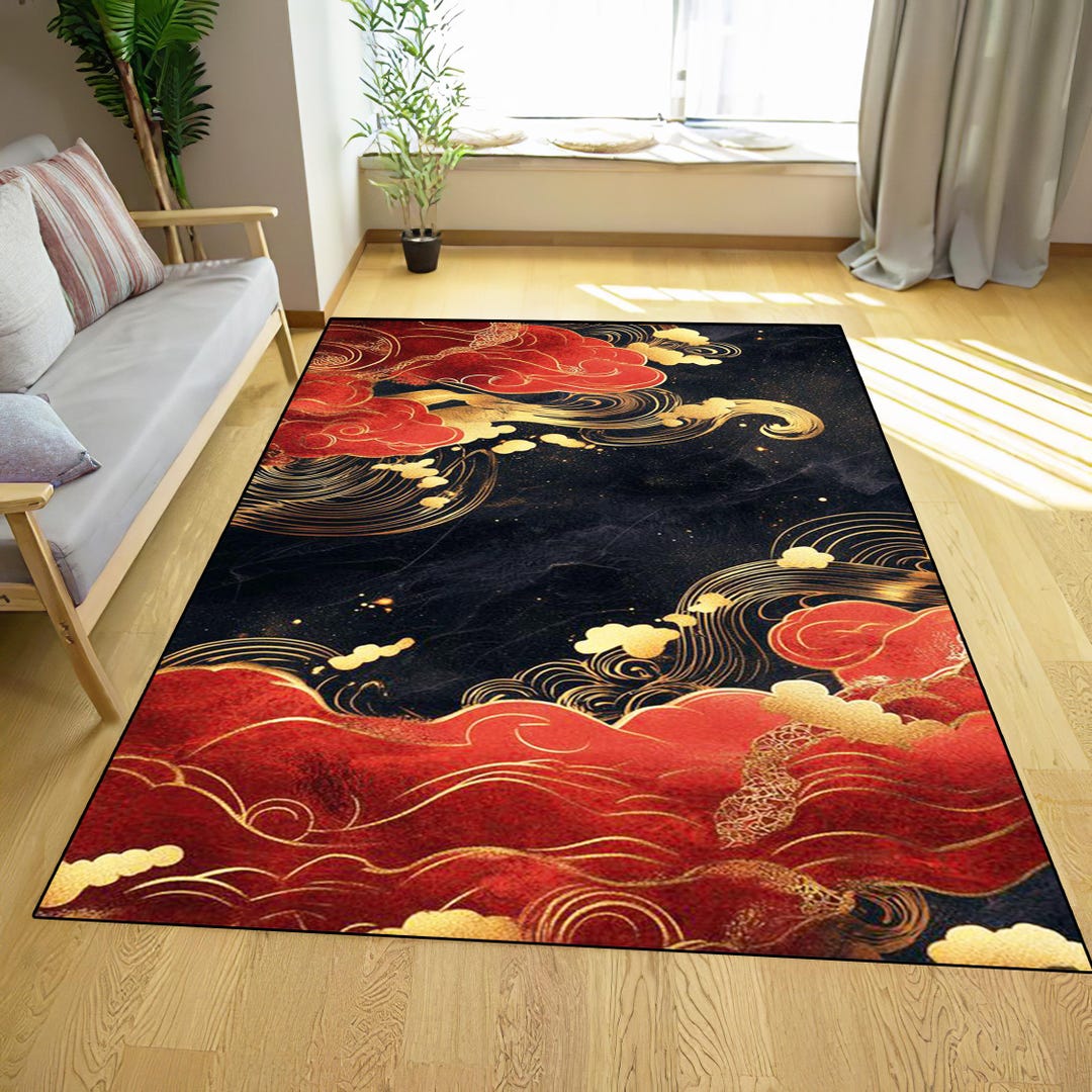 Japanese Dragon Area Rug: Mythological Game Room Decor - Etsy