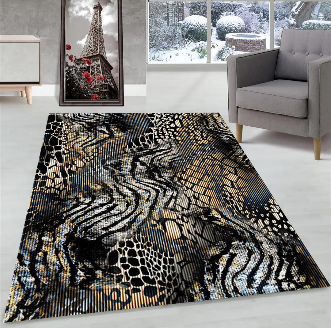 Snake Skin Patterned Rug: Animal Print Decor Carpet - Etsy