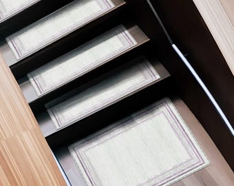 Soft Striped Stair Rug, Washable Cotton Chenille, Non-Slip Base