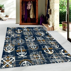 Sailor Carpet, Anchor Carpet, Sailor Child Carpet, Gift Carpet, Starfish Carpet, Sailor Decor Carpet, Children&#39;s Room Carpet, Sailor Carpet