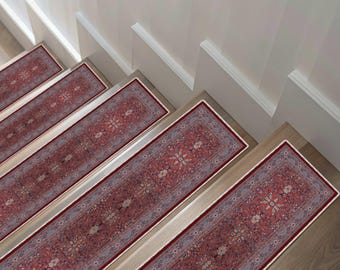 Non-Slip Chenille Stair Tread Rug: Washable Cotton, Bohemian Farmhouse Style