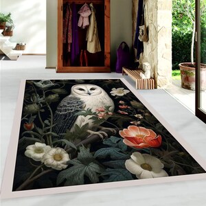Owl Patterned Carpet, White Owl Animal Decor Carpet, Decorative Carpet, Popular Carpet, Home Decor Carpet, Ethnic Carpet, Style Carpet,