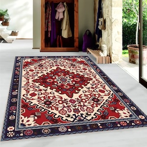 Red Turkish Kilim Rug 9x12, Colorful Ethnic Design Rug 5x8, Aubusson Rug, Regional Ethnic Patterned Rug 8x10, Persian Rug 6x9 Gift Rug 10x15