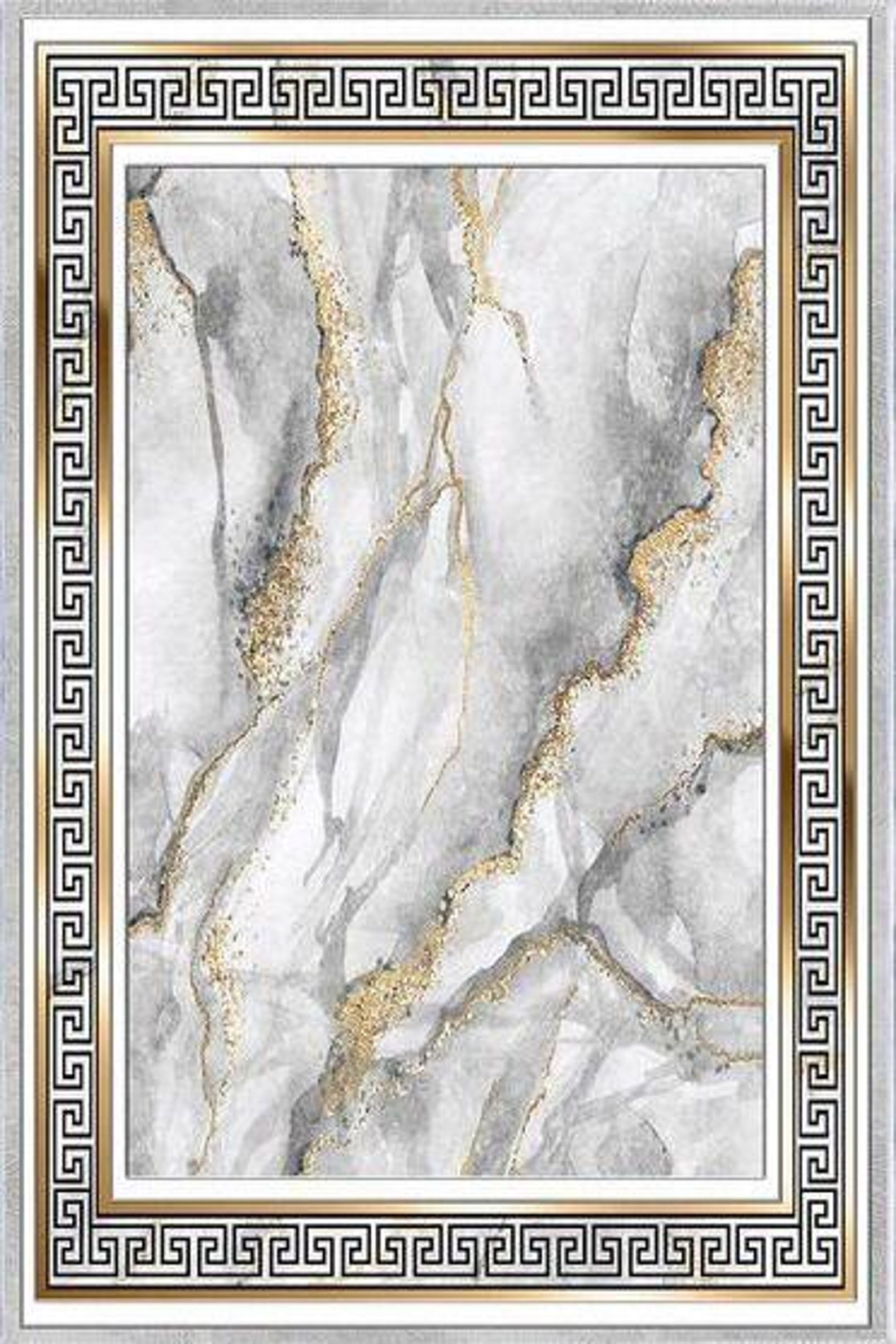 Medusa Rug: Black Greek Key, Modern Marble Floor Rug - Etsy