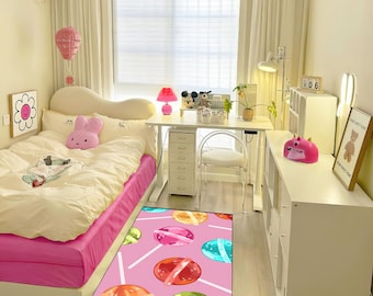 Personalized Kids Rug: Candy Lollipop Design, Custom Name