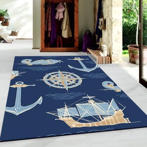 Sailor Carpet, Anchor Carpet, Sailor Child Carpet, Gift Carpet, Starfish Carpet, Sailor Decor Carpet, Children&#39;s Room Carpet, Sailor Carpet